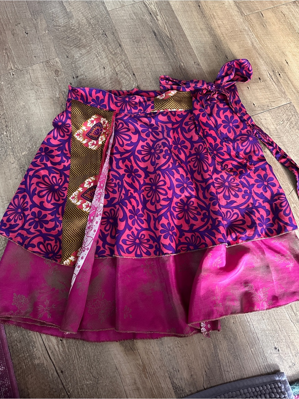 Pink and Purple Floral Wrap Skirt